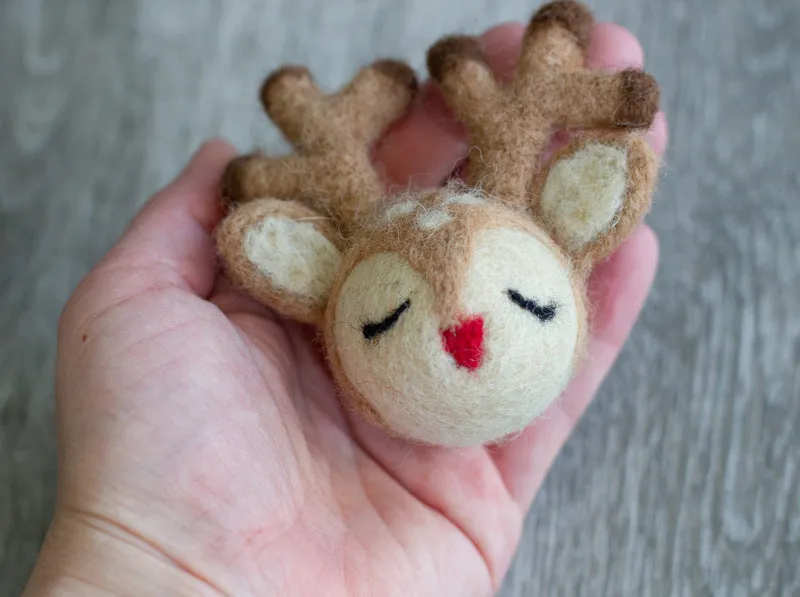 Reindeer Christmas Ornaments with Red Nose