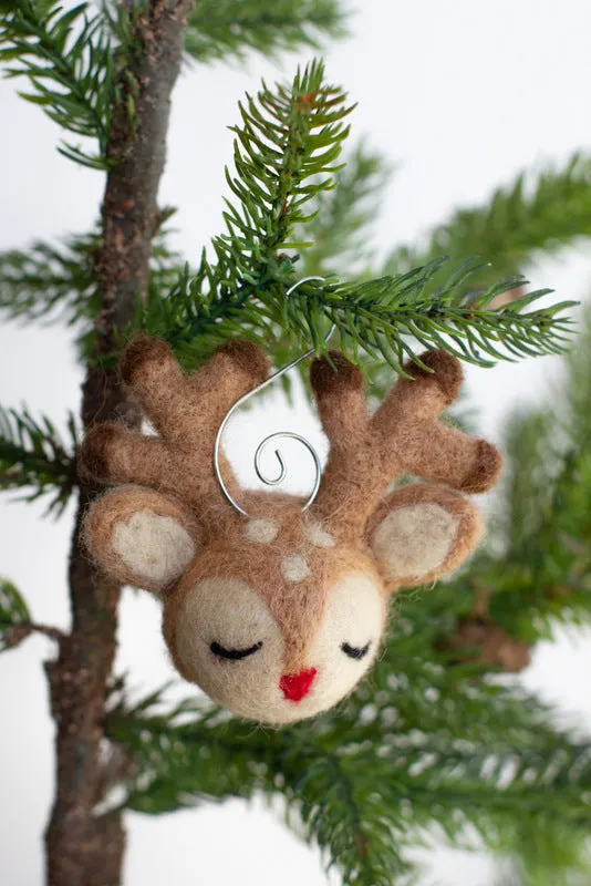 Reindeer Christmas Ornaments with Red Nose