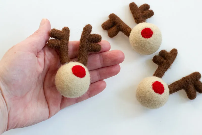 Reindeer Head Ornaments with Red Nose