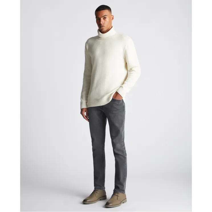 Remus Uomo Roll Neck Jumper Wool Mix Ecru