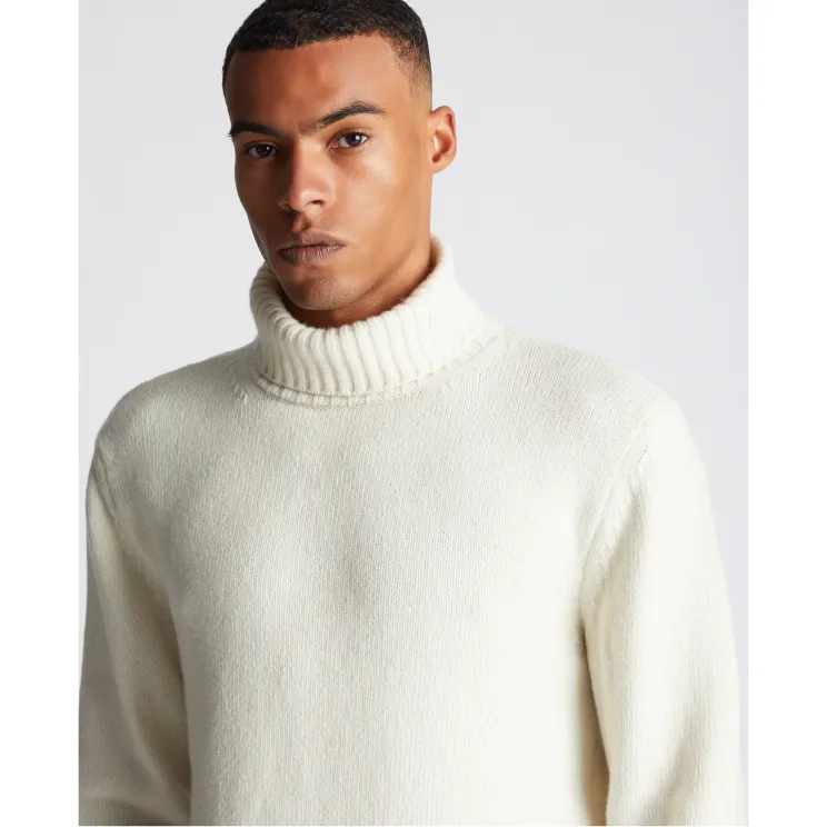 Remus Uomo Roll Neck Jumper Wool Mix Ecru