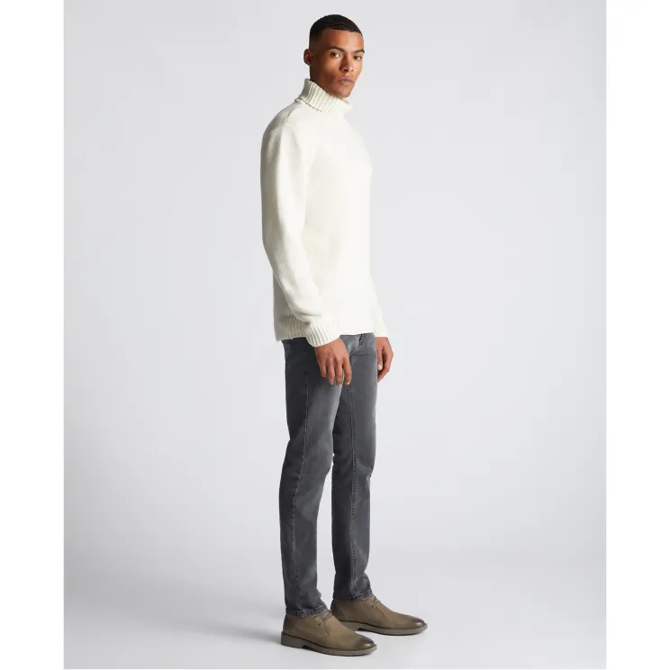 Remus Uomo Roll Neck Jumper Wool Mix Ecru