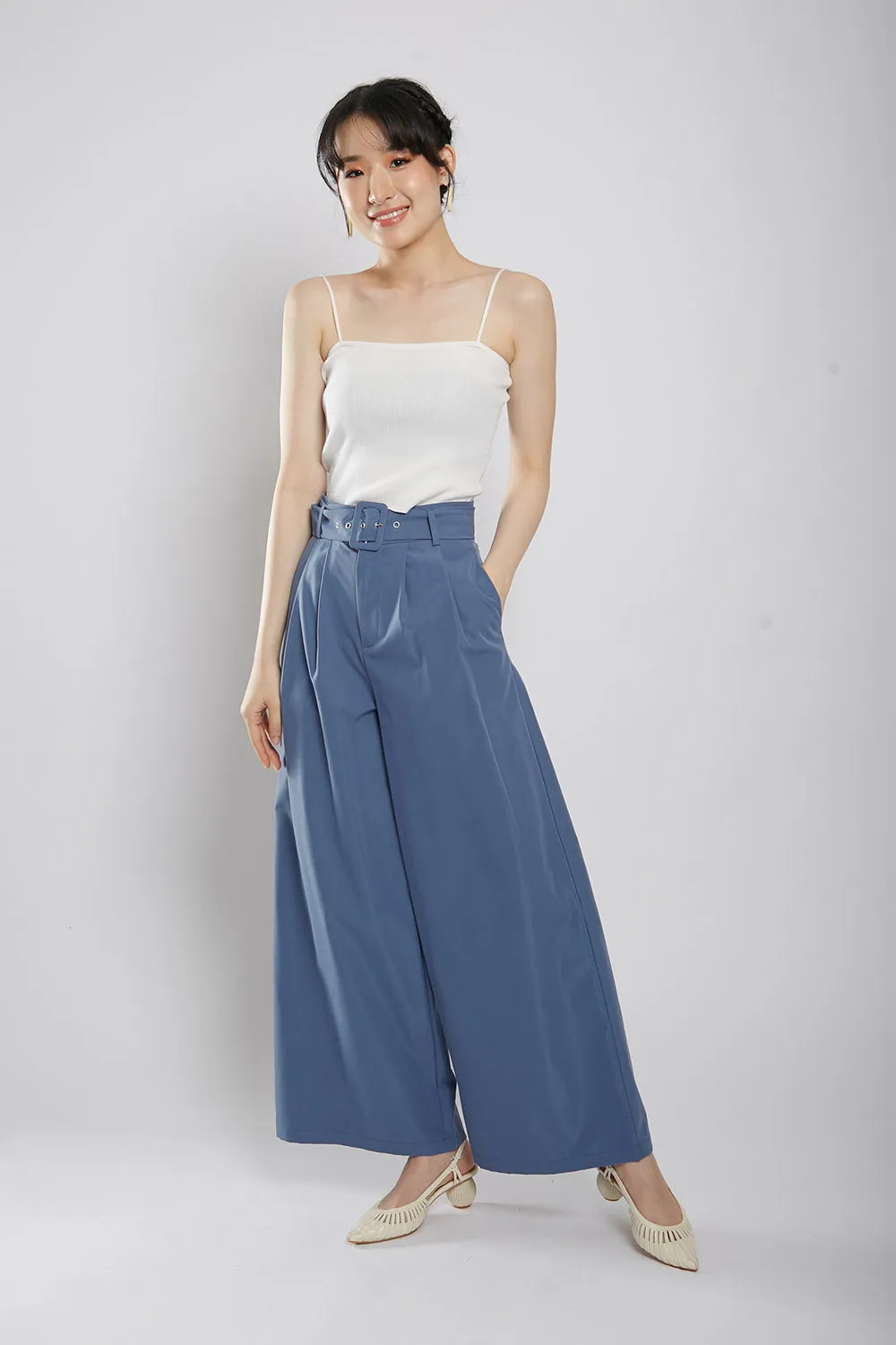 Rivka Tailored Culottes in Silver Blue