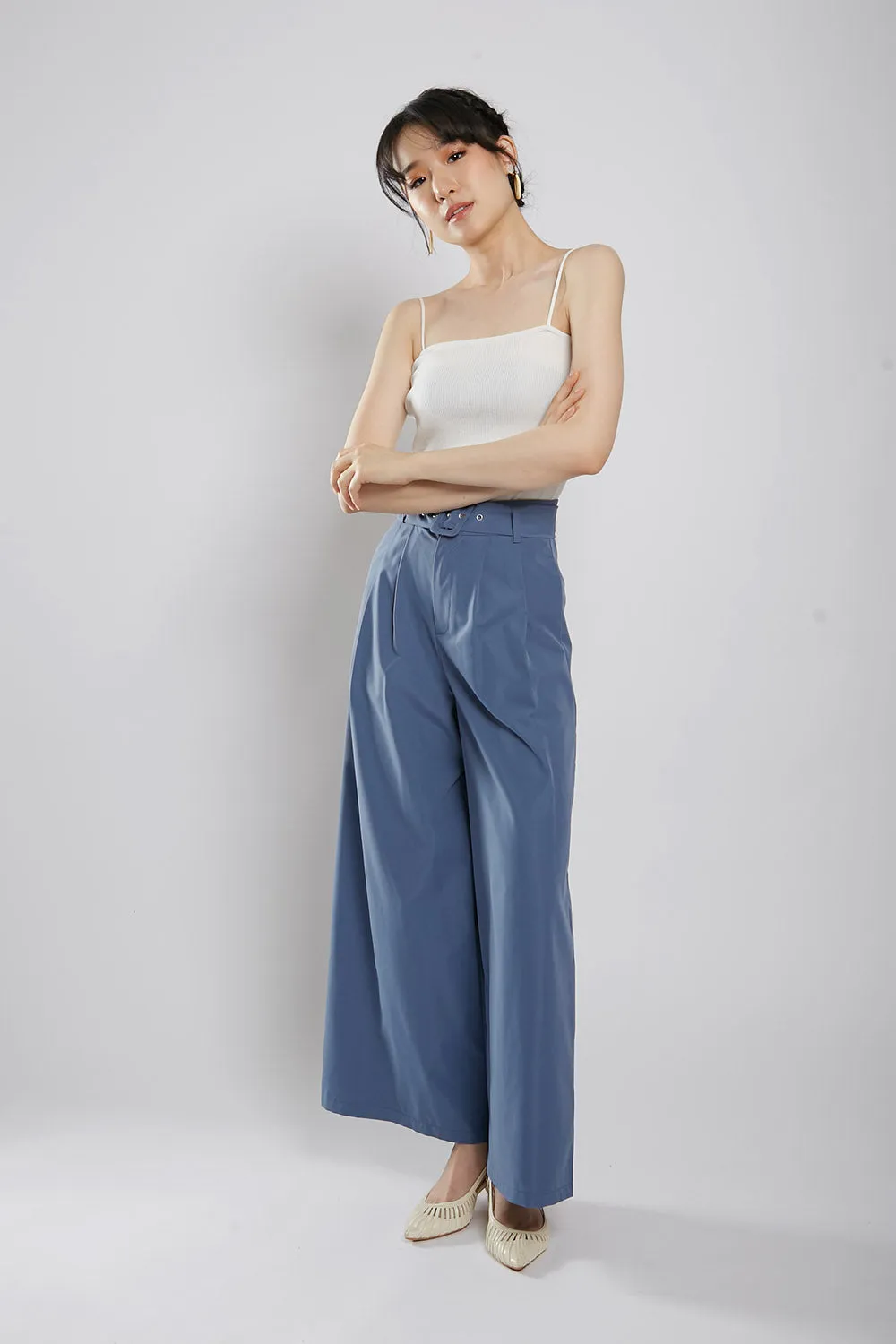 Rivka Tailored Culottes in Silver Blue