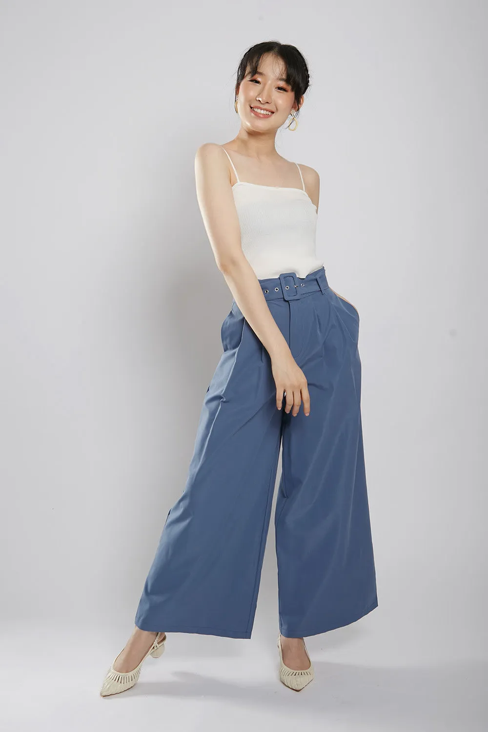 Rivka Tailored Culottes in Silver Blue