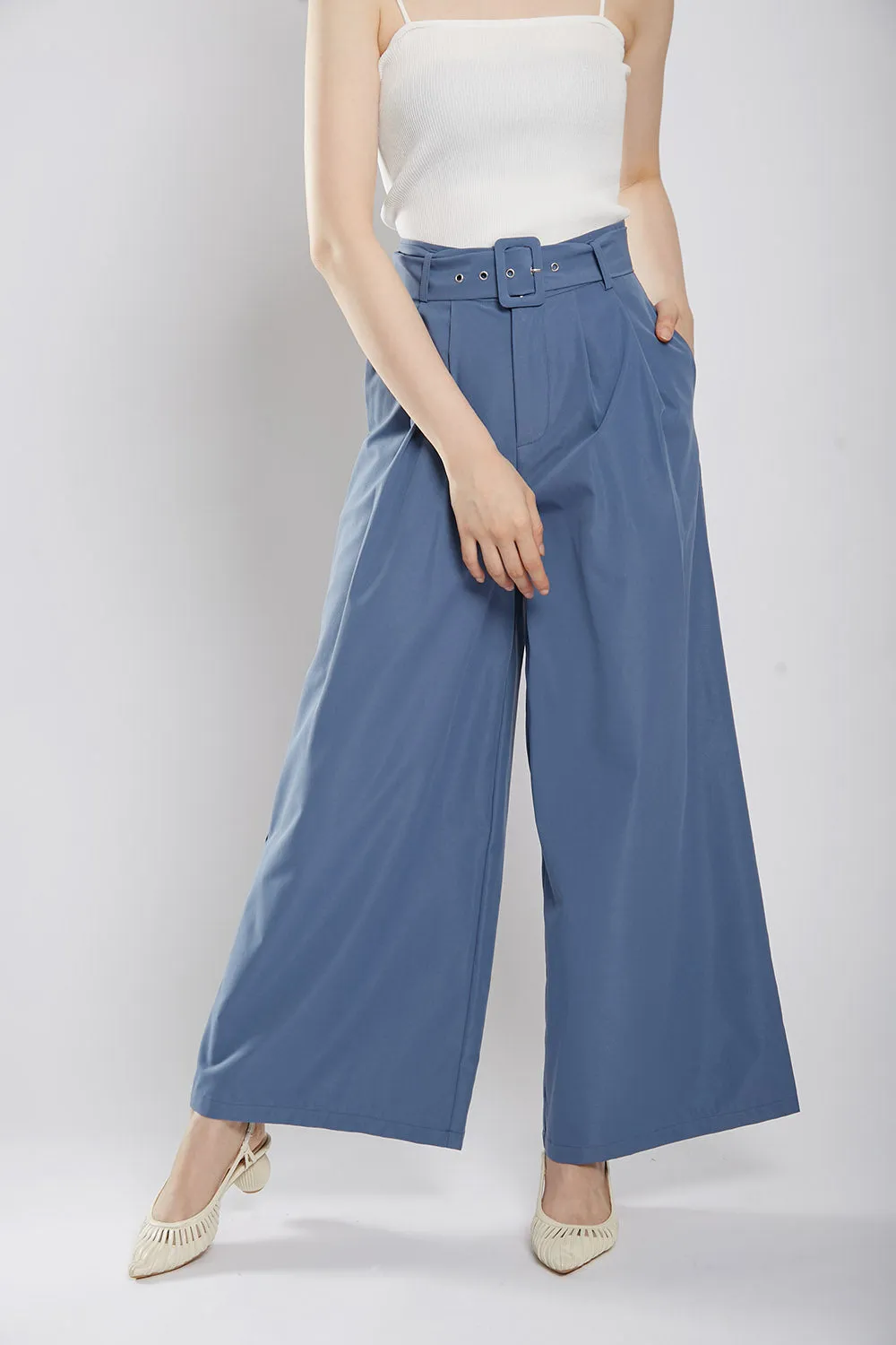 Rivka Tailored Culottes in Silver Blue