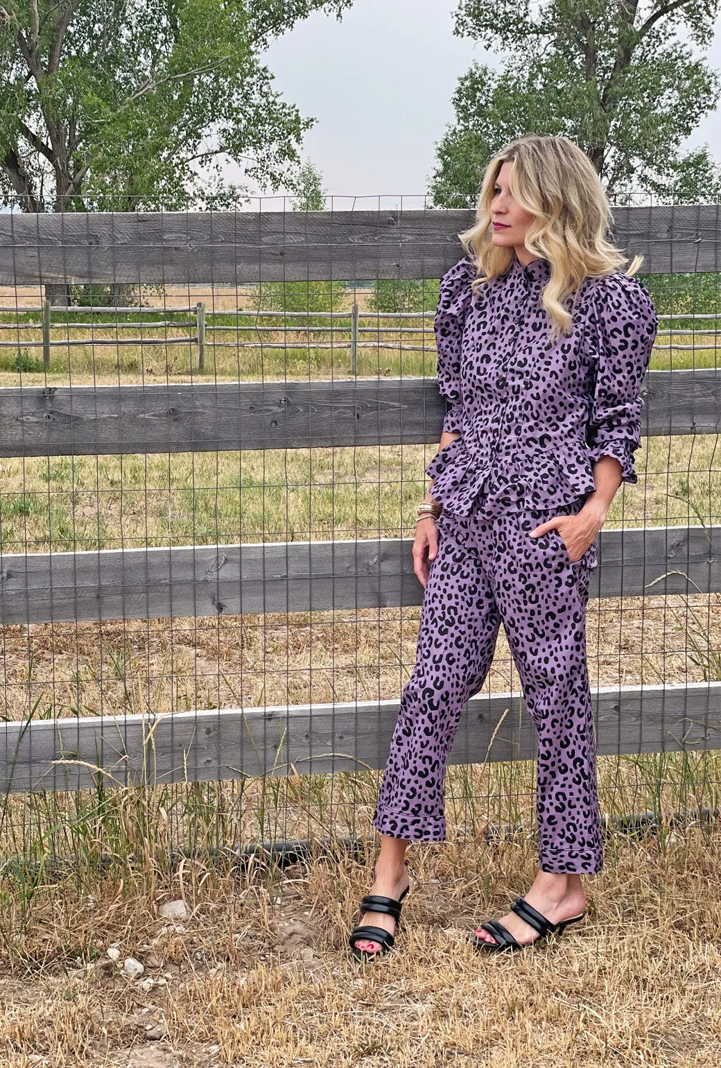 SAMPLE Everyday Pants - Purple Cheetah - Final Sale