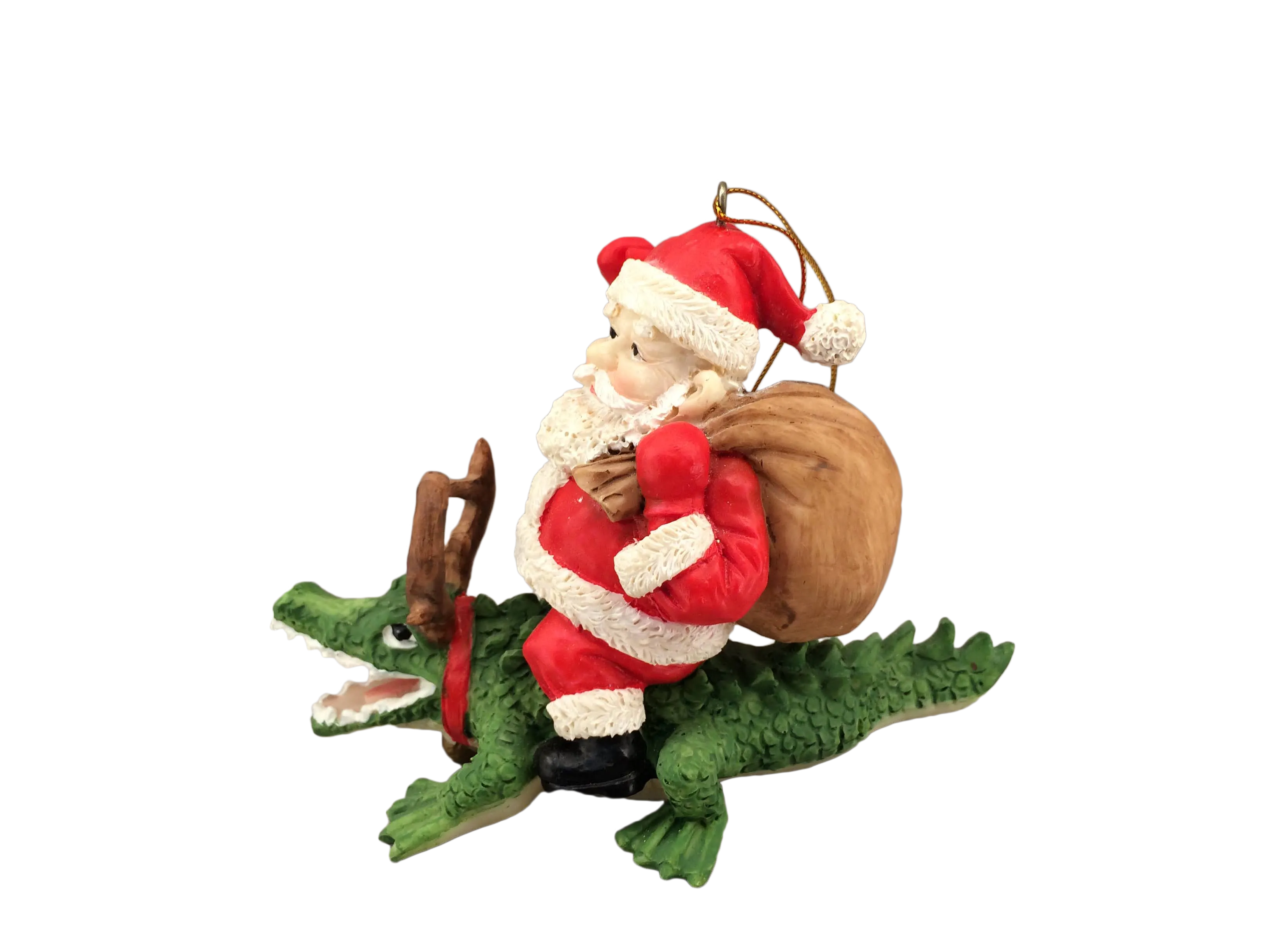 Santa Riding Alligator Ornament