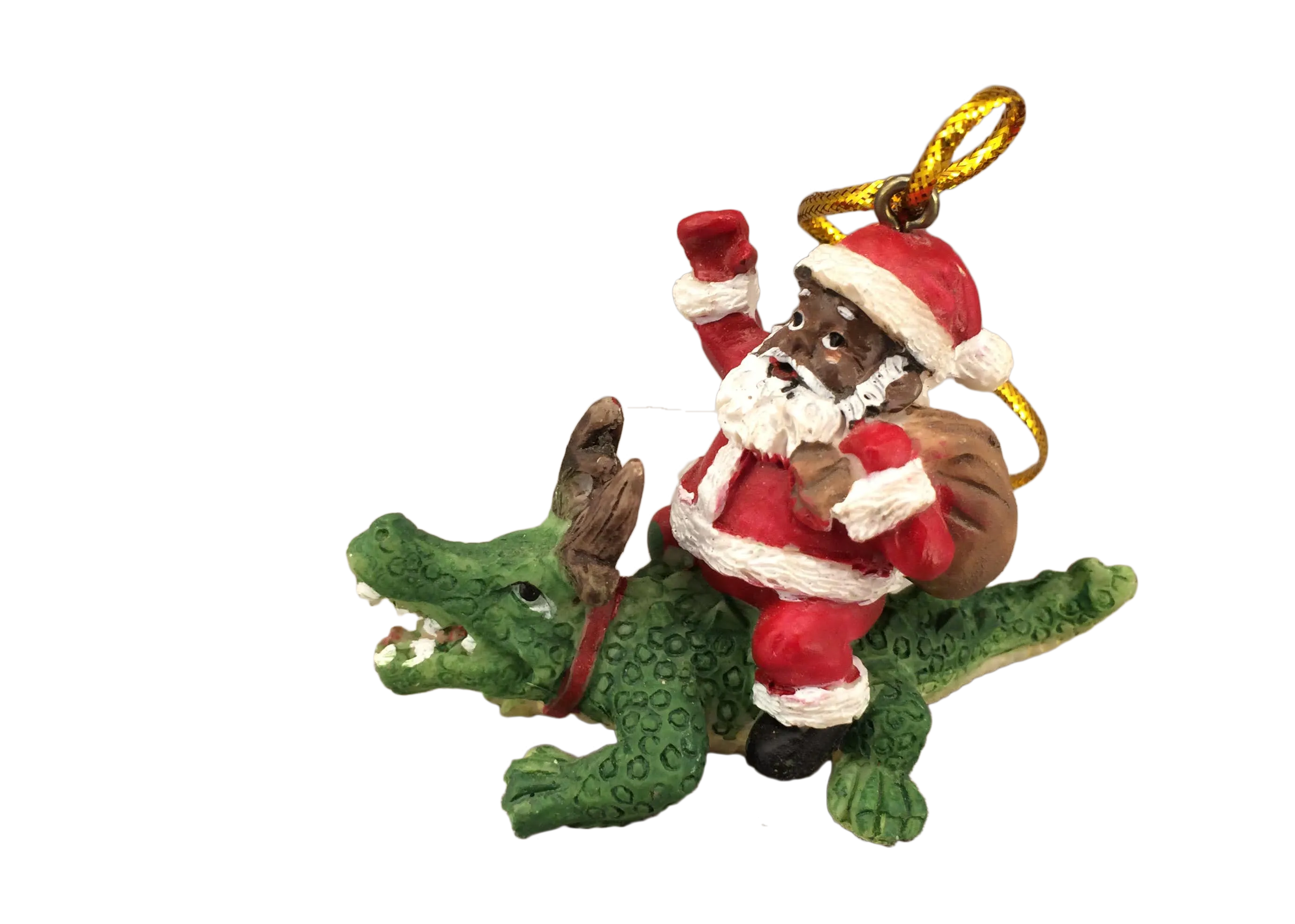 Santa Riding Alligator Ornament