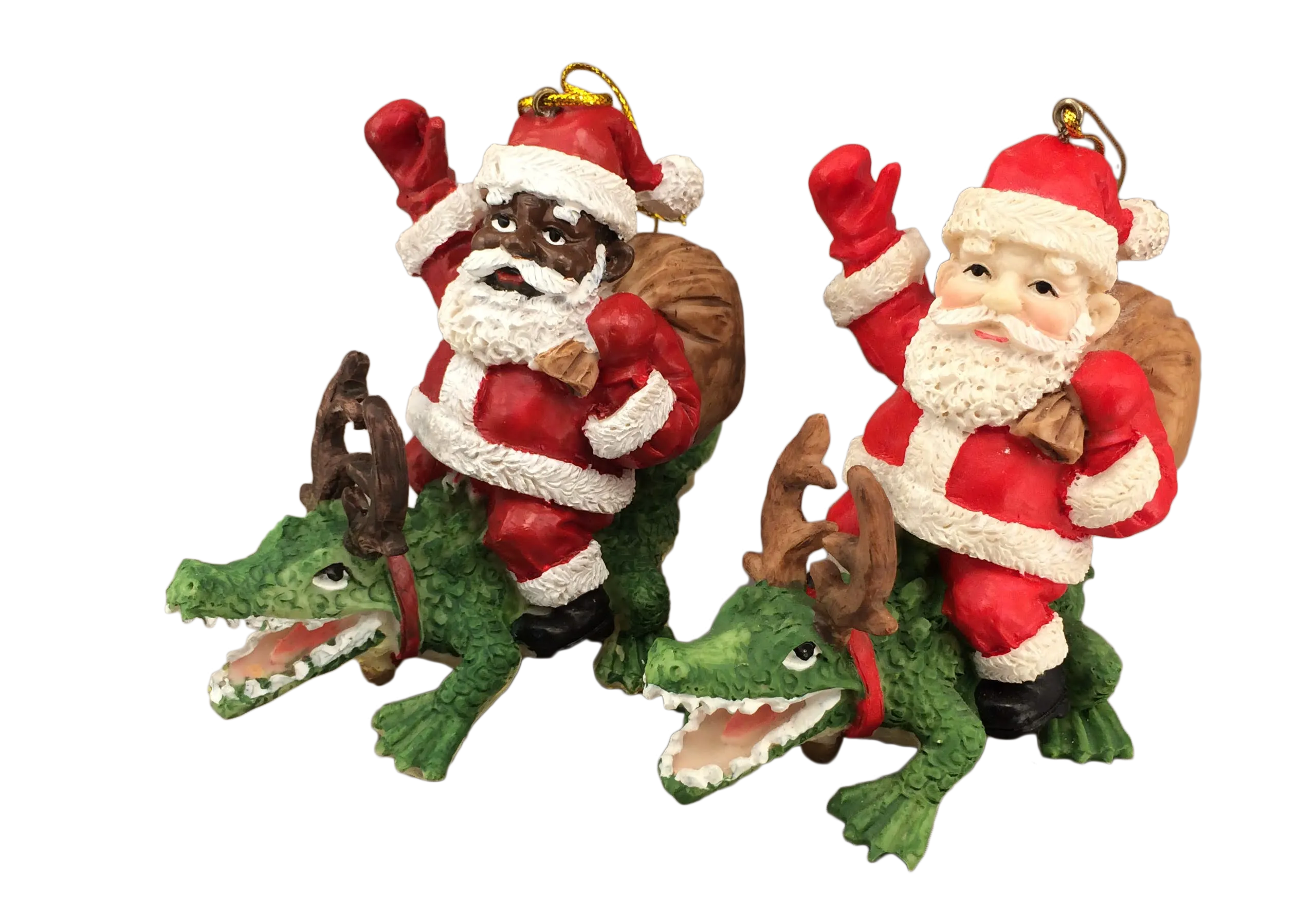 Santa Riding Alligator Ornament