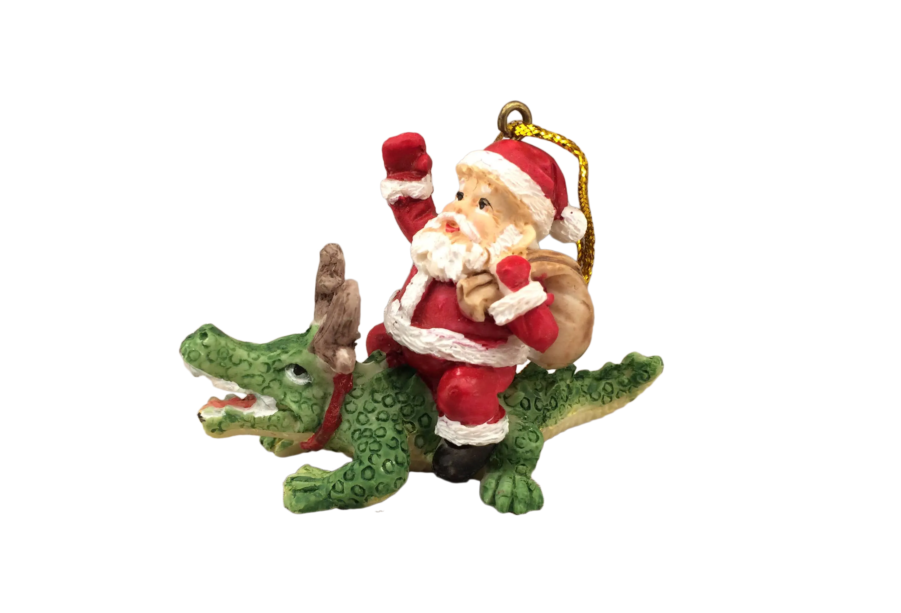 Santa Riding Alligator Ornament