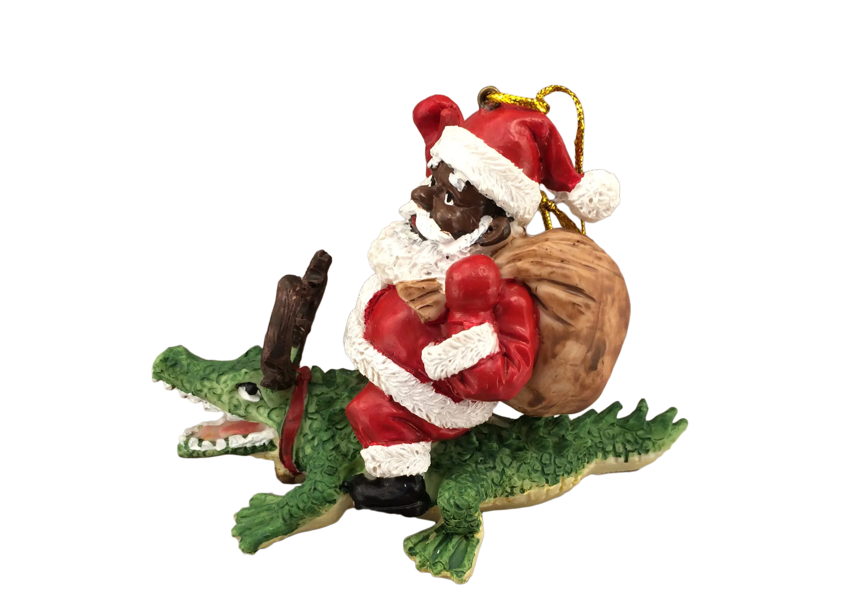 Santa Riding Alligator Ornament