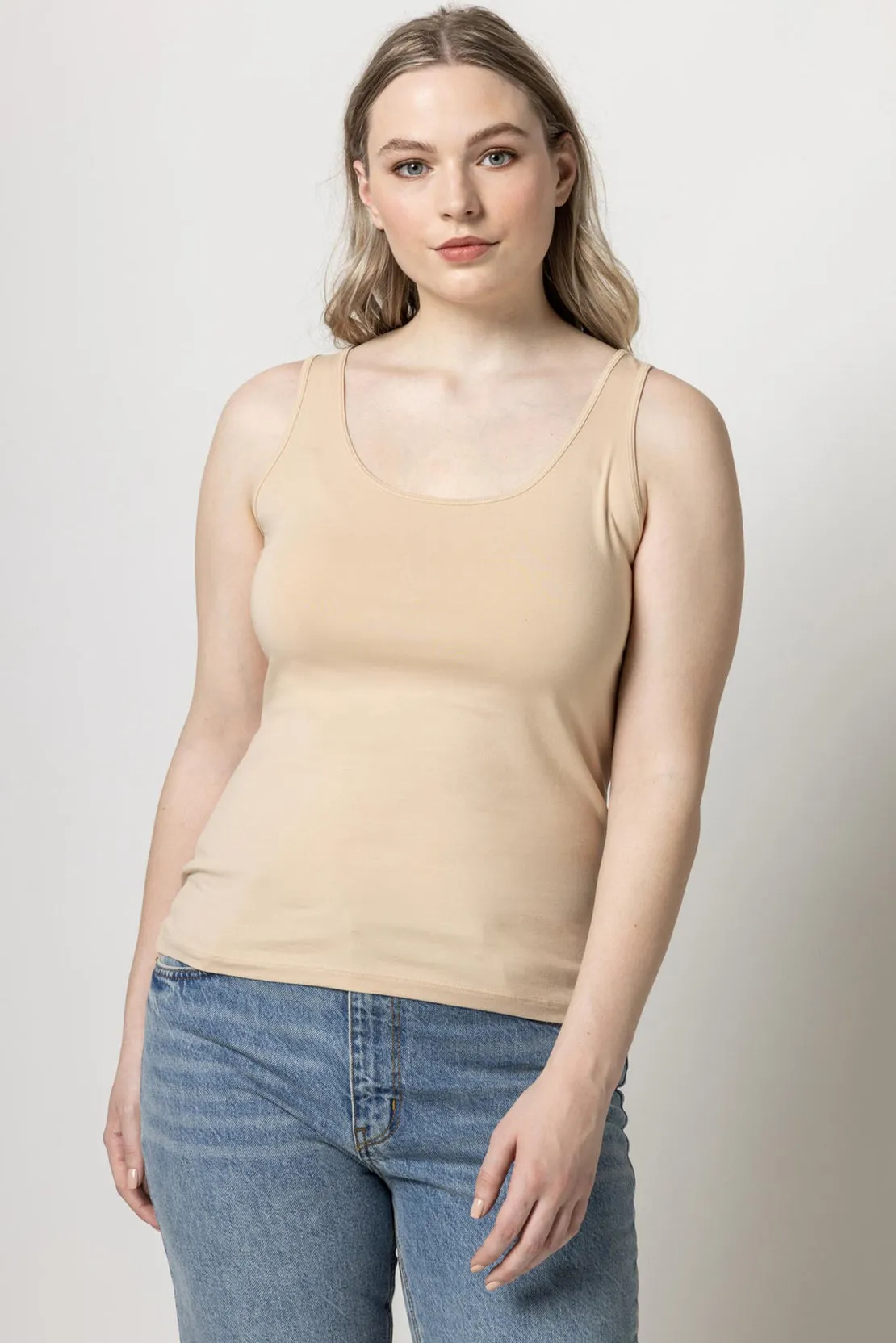 Scoop Layering Tank in nude by Lilla P