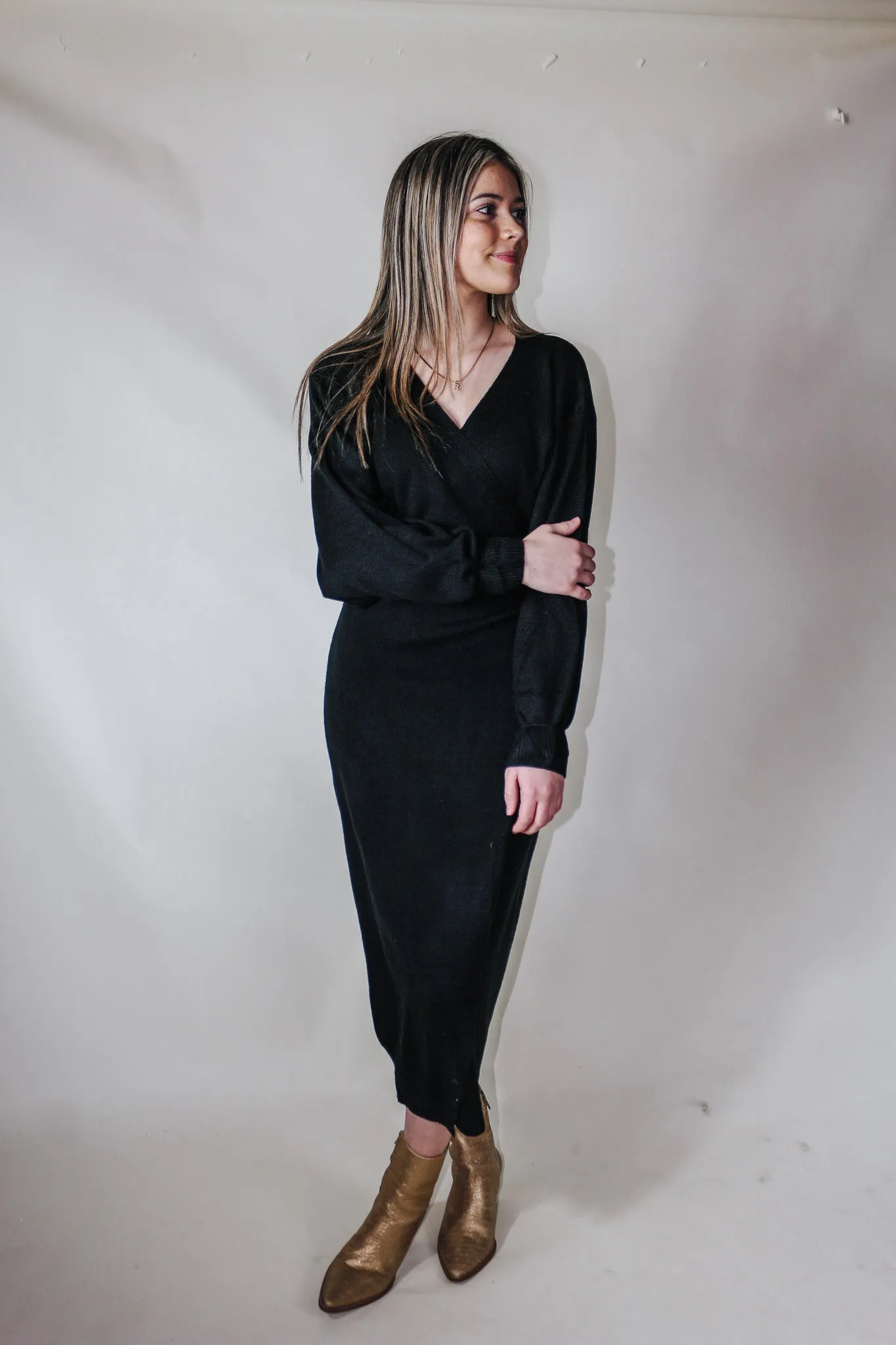 Seasons Best Black Sweater Dress