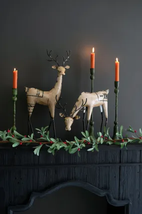 Set Of Two Recycled Iron Reindeer - White