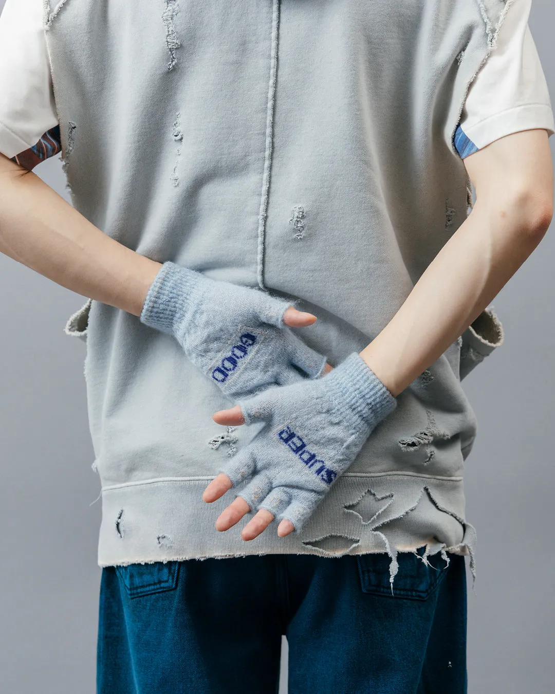 SGSB REVERSIBLE FINGERLESS GLOVES .10【SAX BLUE】