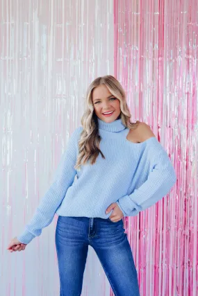 Shayla Cold Shoulder Sweater - Blue