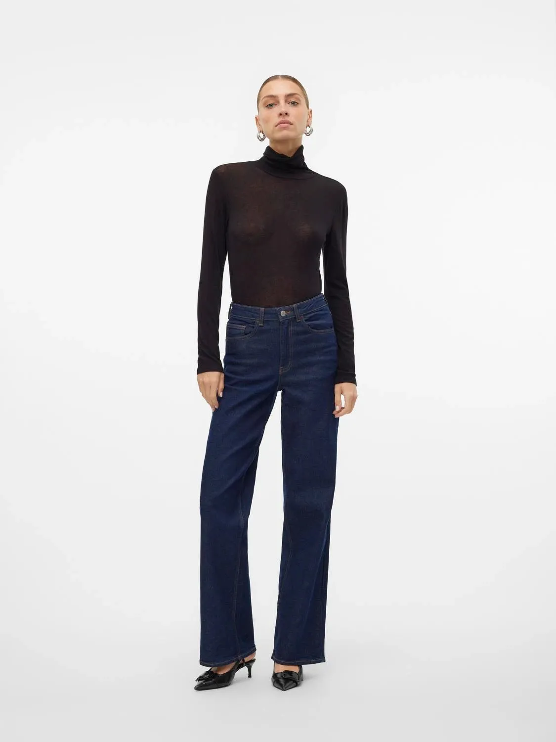 Sheer Merino Wool Roll Neck Top