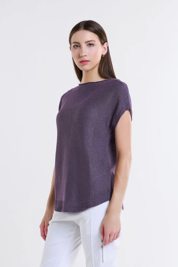 Shirley SS High Neck Linen Blend Sweater (BSS223)