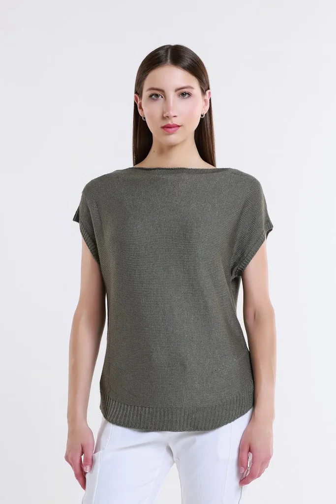 Shirley SS High Neck Linen Blend Sweater (BSS223)