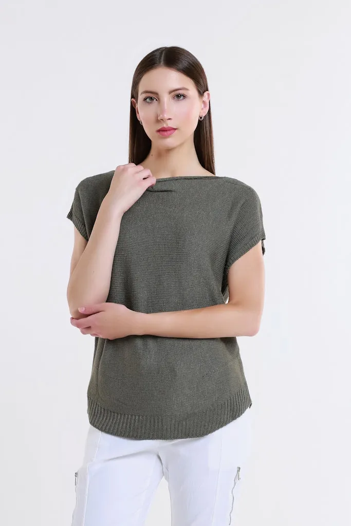 Shirley SS High Neck Linen Blend Sweater (BSS223)