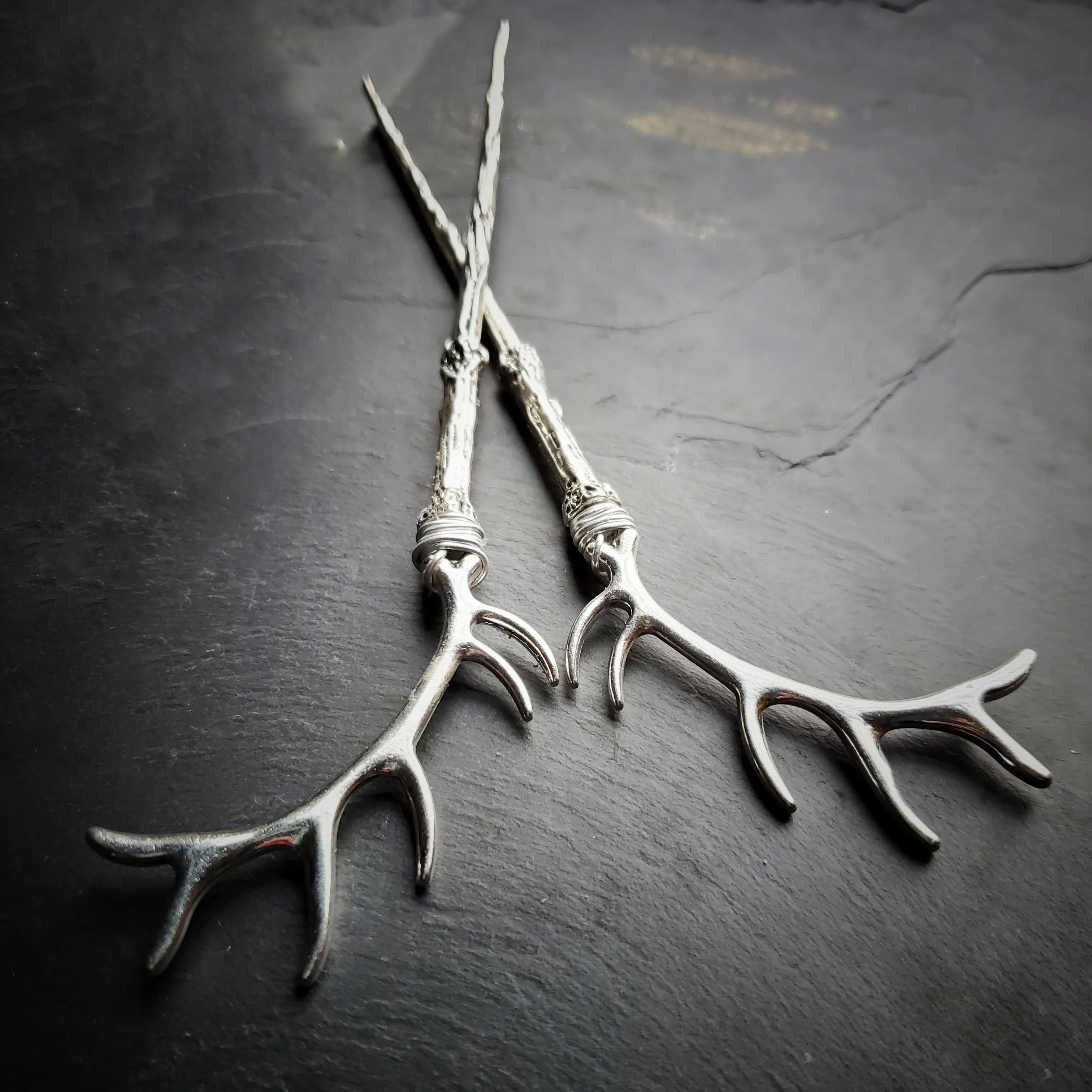 Silver Antler Horn Hair Sticks Hair Jewelry