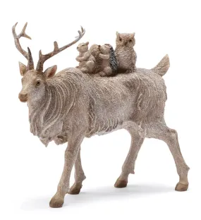 Small Animals on Reindeer Figurine