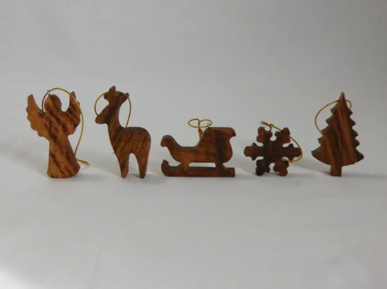 Solid Oak Handmade Christmas Decoration Set