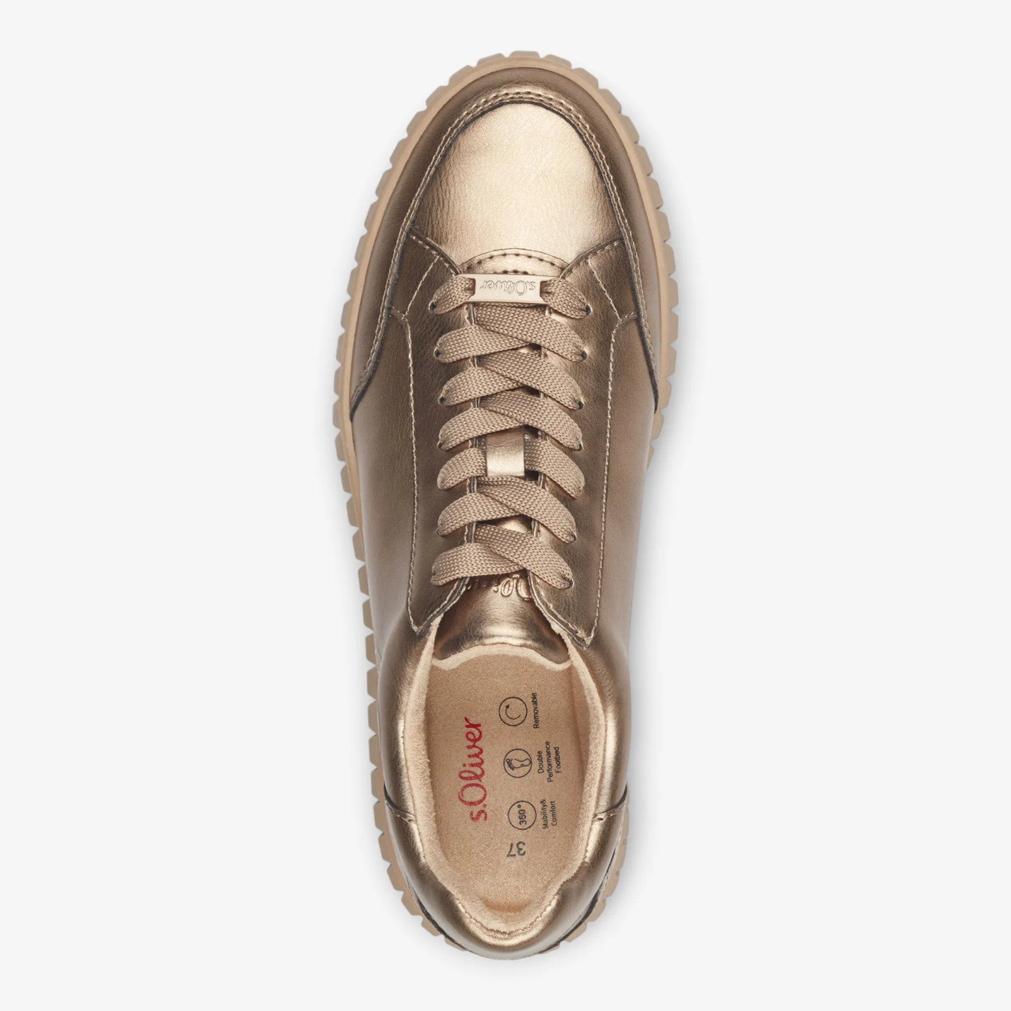 S.Oliver Gold Trainers with Chunky Platform Sole and Laces