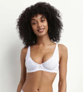 Soutien-gorge à armatures en dentelle florale Blanc Daily Dentelle