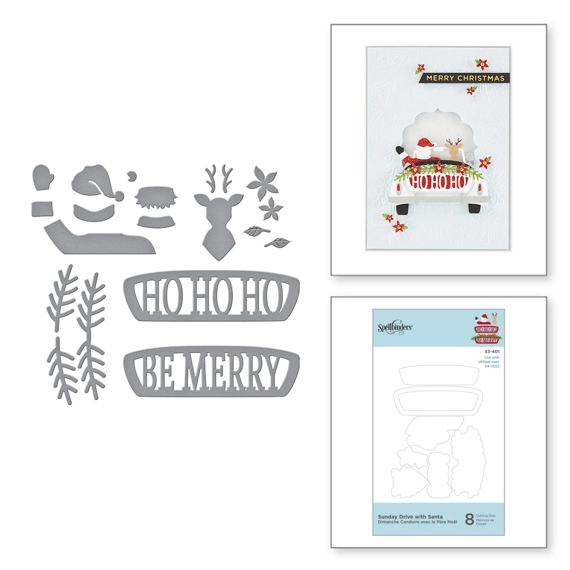 Spellbinders-Die-Lites Sunday Drive with Santa Etched Dies from Sparkling Christmas Collectionn-Die Set