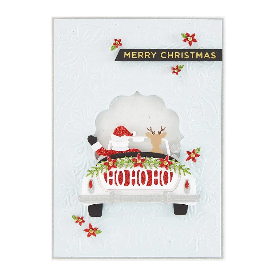 Spellbinders-Die-Lites Sunday Drive with Santa Etched Dies from Sparkling Christmas Collectionn-Die Set