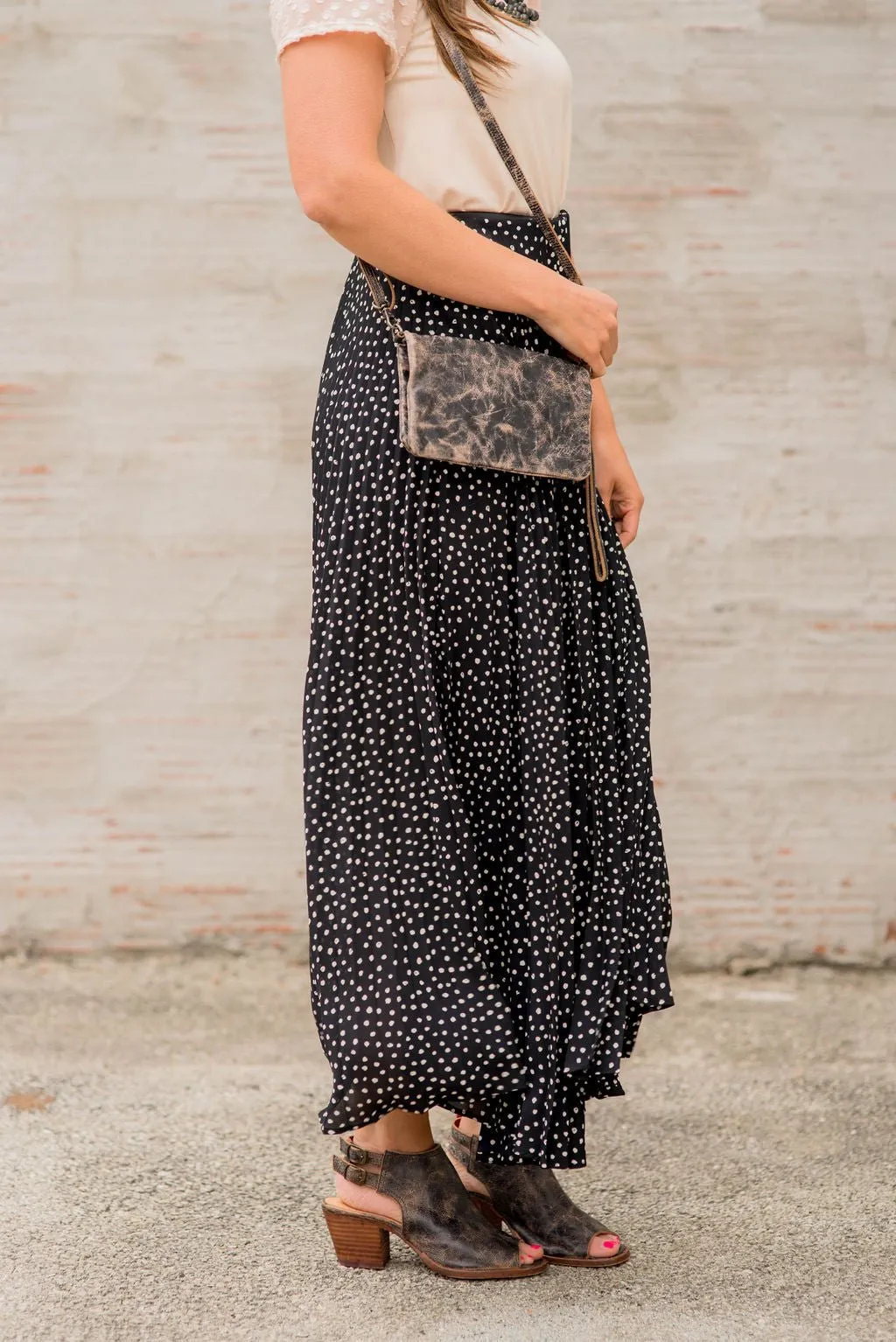 Spotted Accordion Maxi Skirt