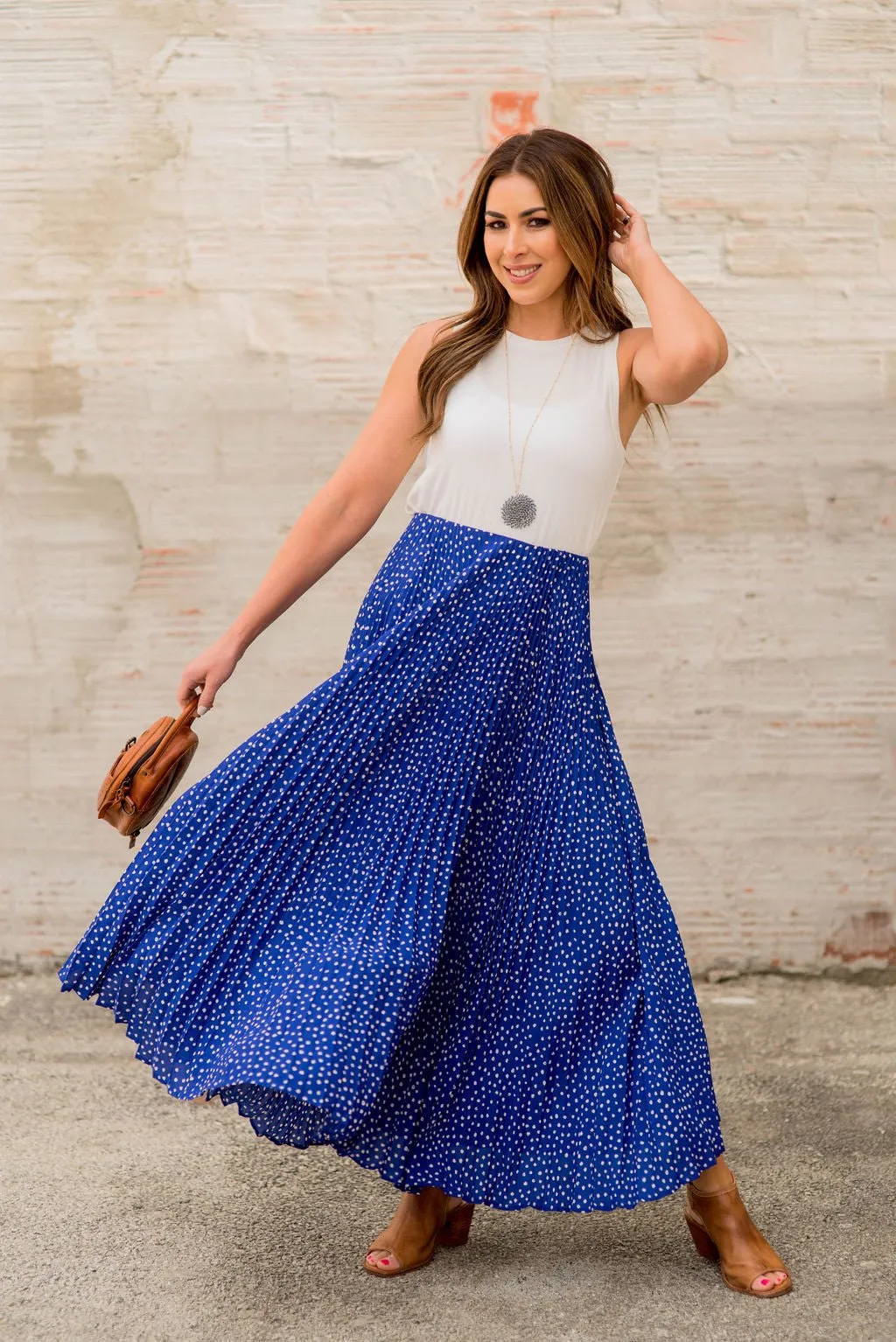 Spotted Accordion Maxi Skirt