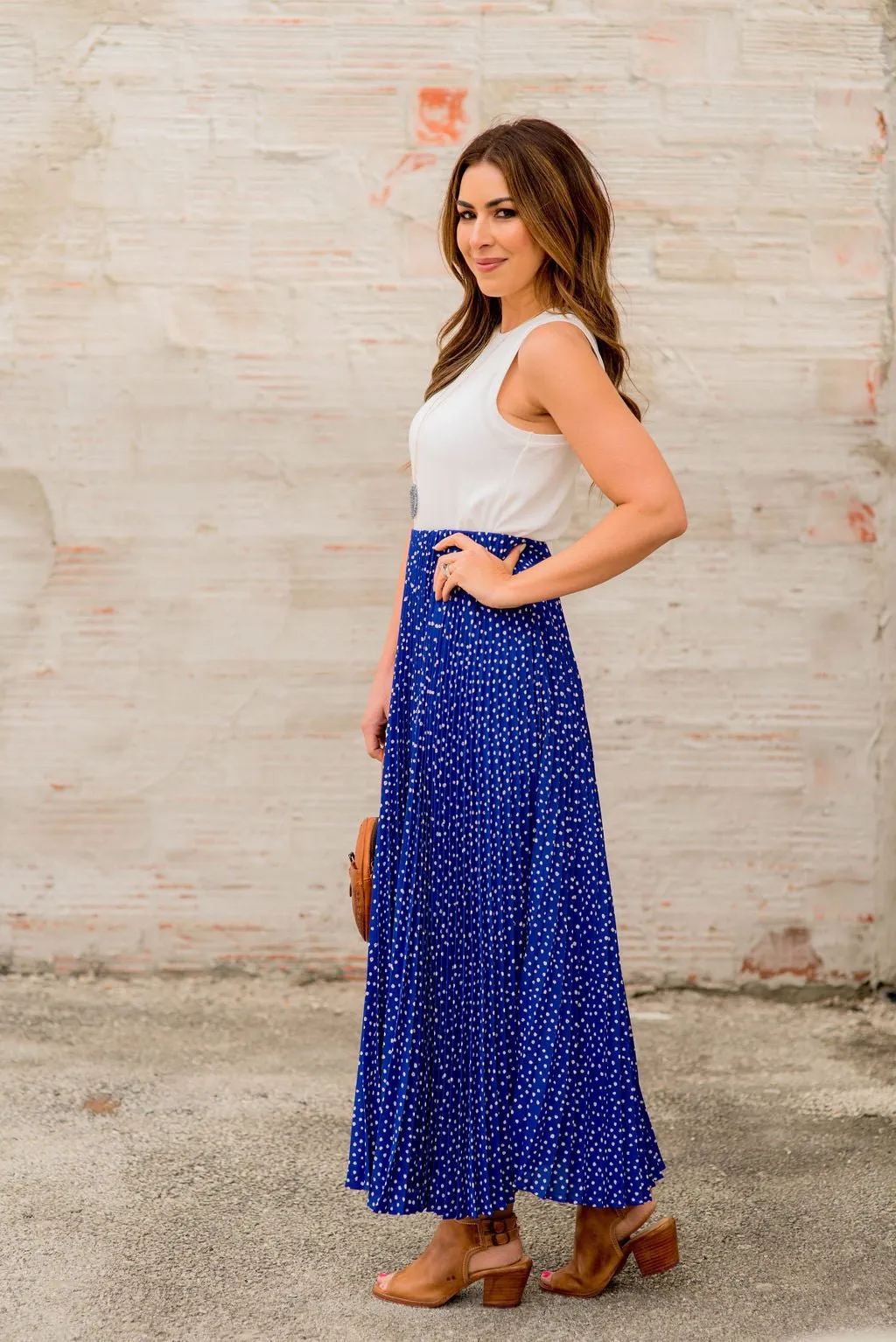 Spotted Accordion Maxi Skirt