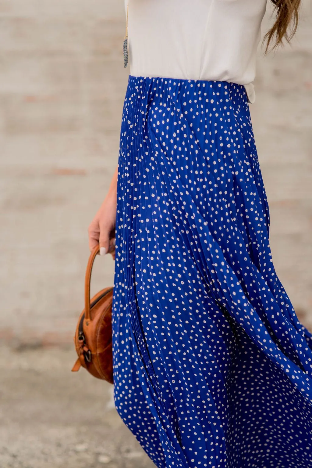 Spotted Accordion Maxi Skirt