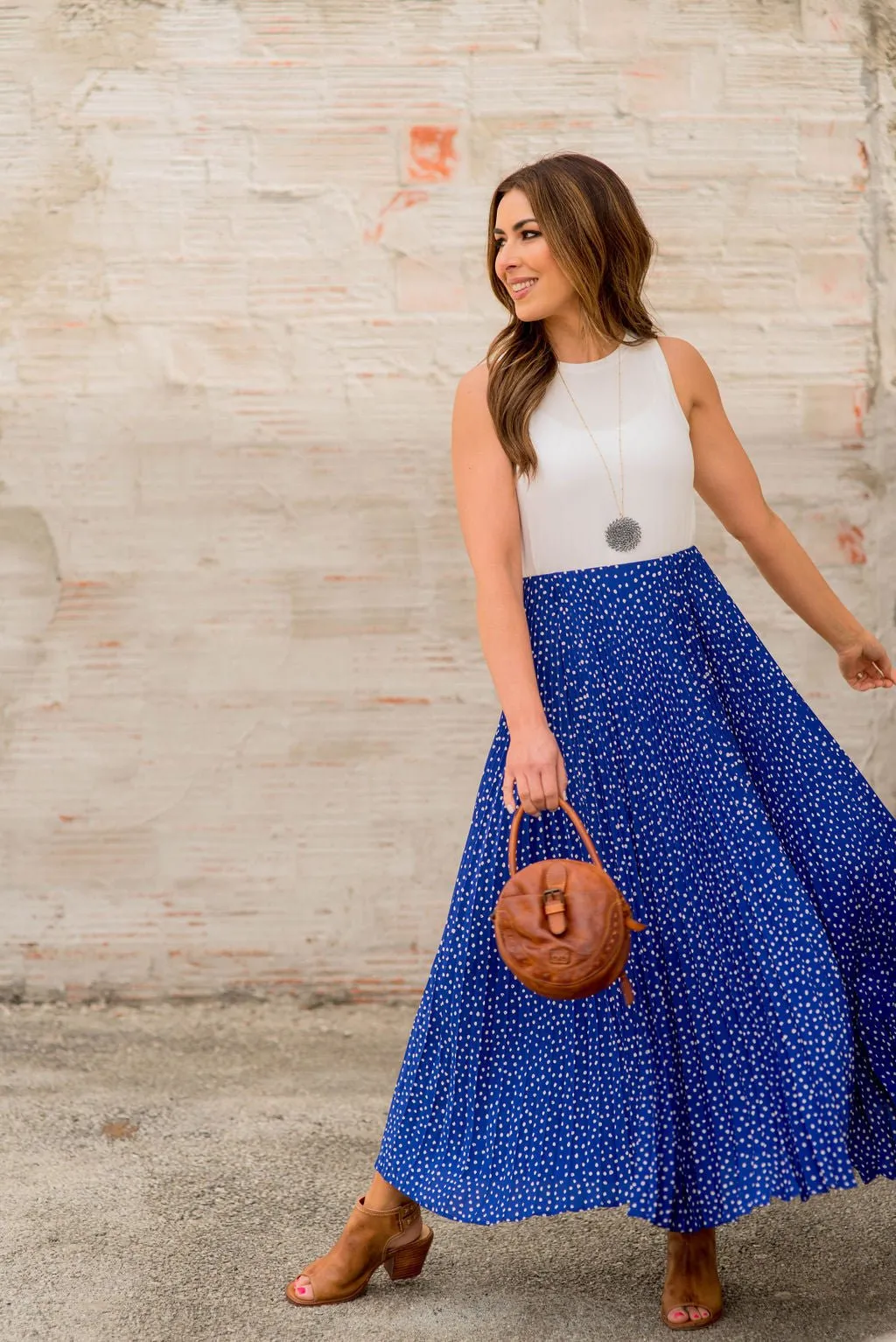 Spotted Accordion Maxi Skirt