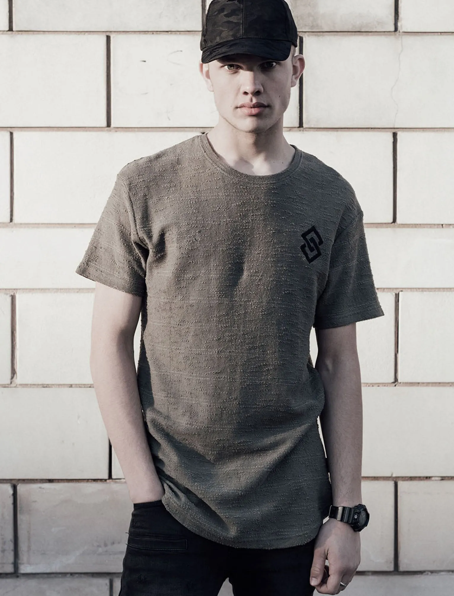 St Rigal Textured Longline T-Shirt in Deep Litcen - Saint & Sinner