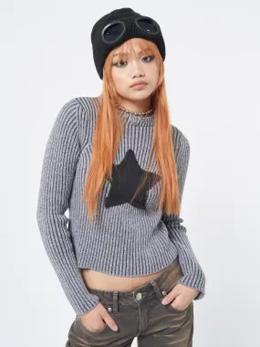 Star! Black Grey Chunky Knit Jumper