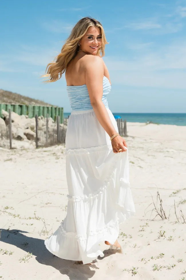 Stick It Out Ivory Ruffle Seam Maxi Skirt