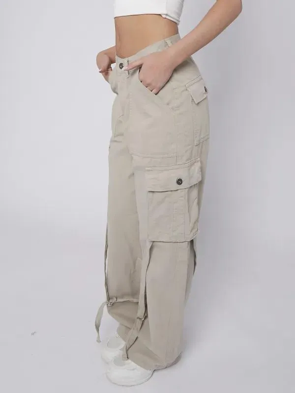 STONE DINO High Waist Wide Leg Cargo Jeans