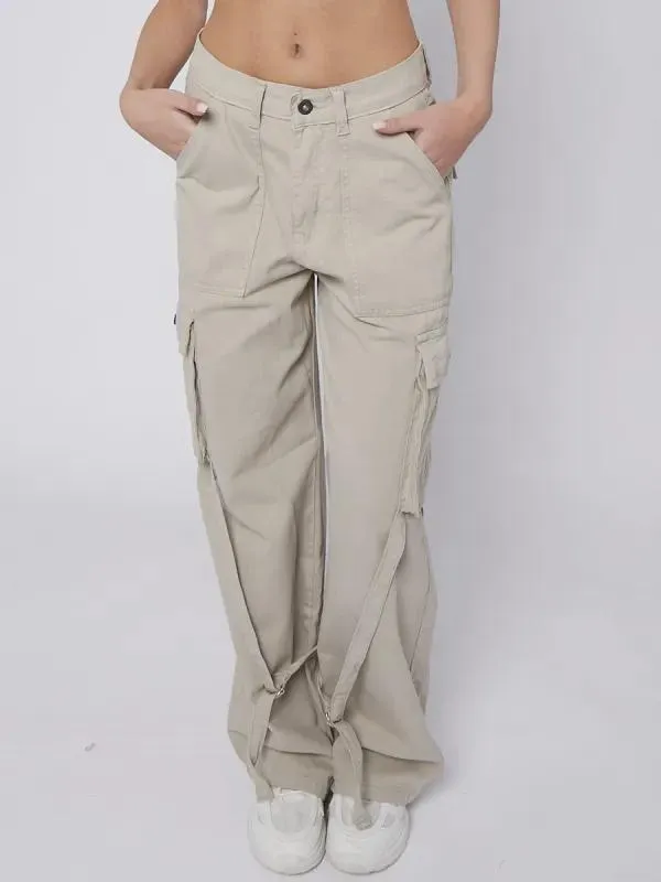 STONE DINO High Waist Wide Leg Cargo Jeans