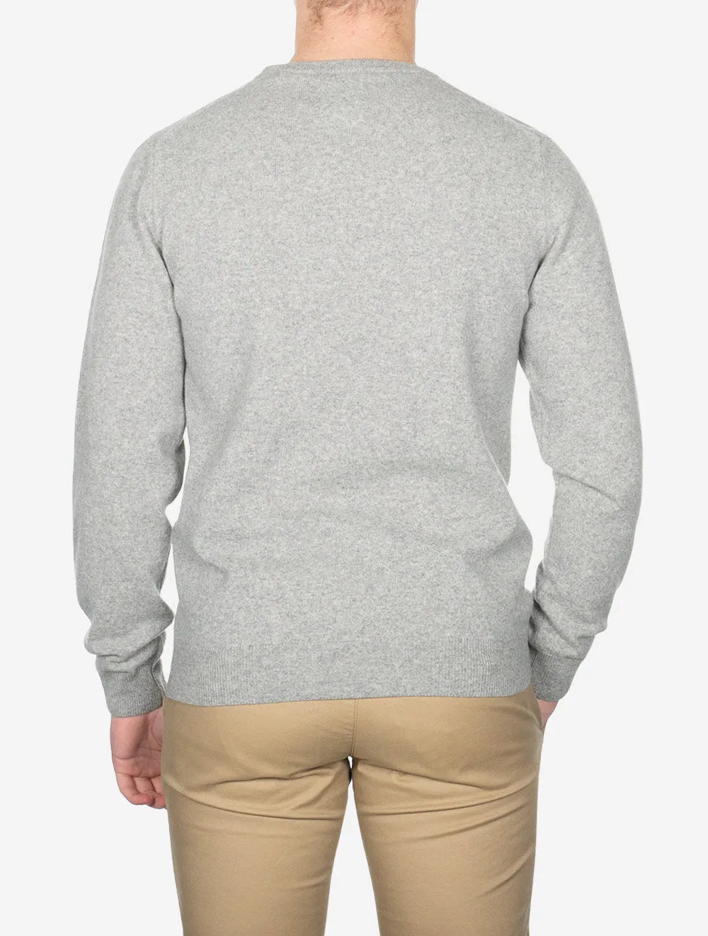 Superfine Lambswool Crew Neck Grey Melange