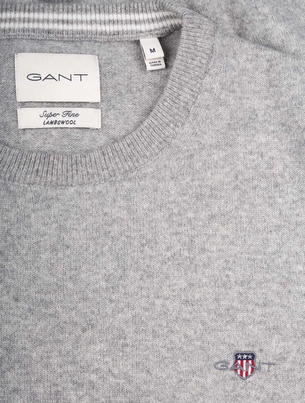 Superfine Lambswool Crew Neck Grey Melange