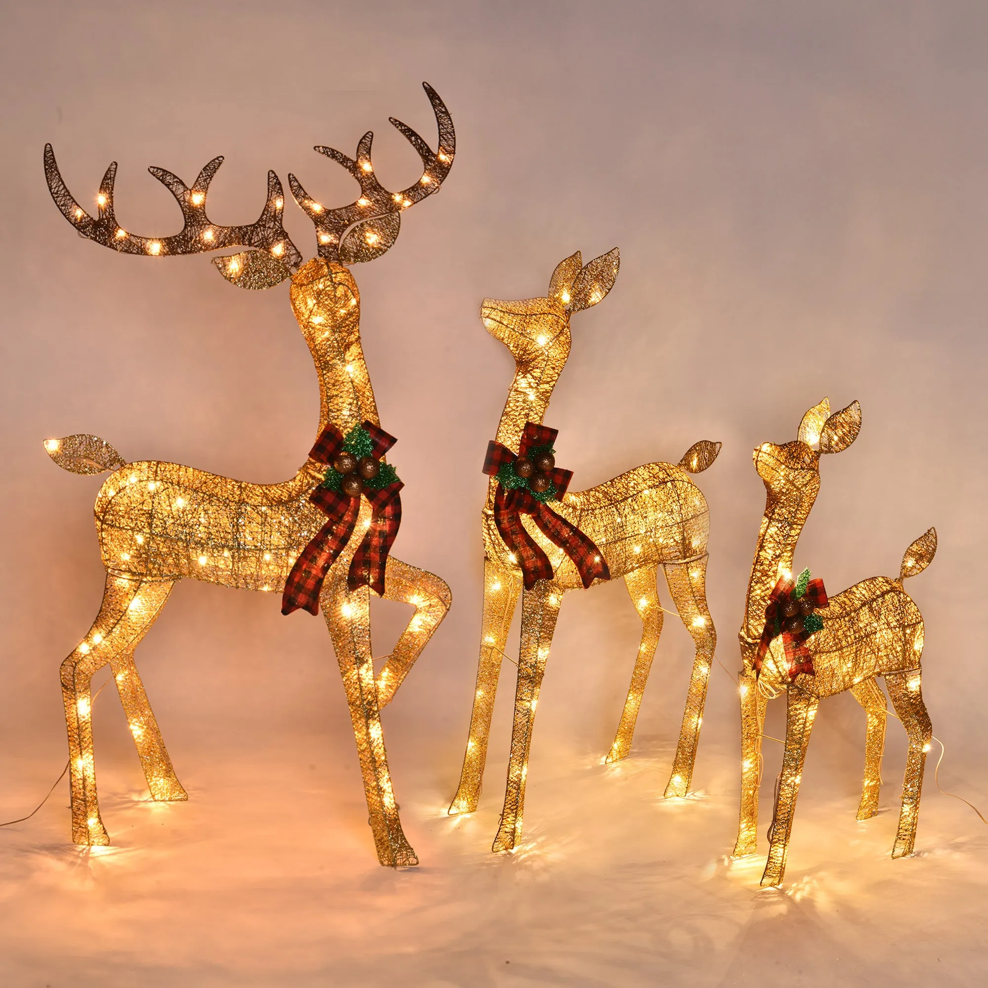 TheLAShop Lighted Deer Family Christmas Outdoor Decoration 3-Piece