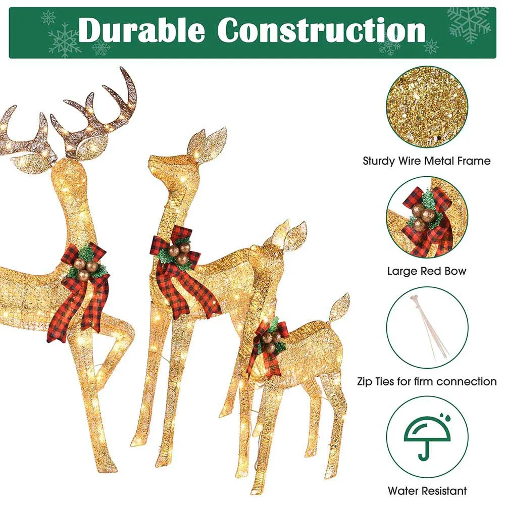 TheLAShop Lighted Deer Family Christmas Outdoor Decoration 3-Piece