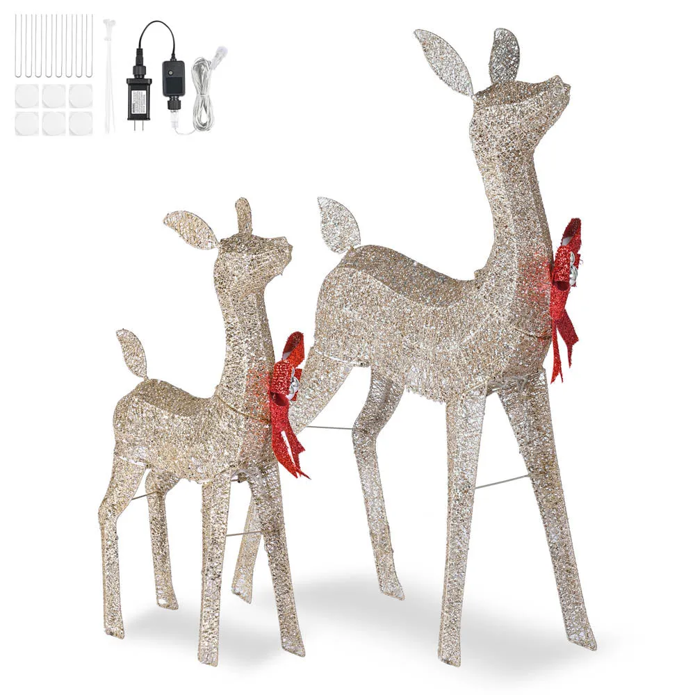 TheLAShop Lighted Reindeer Outdoor Decor 2-piece(Doe & Fawn)