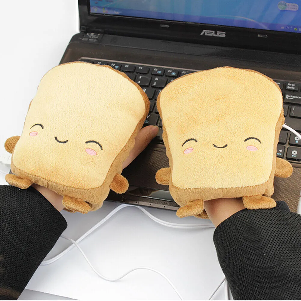 Toast Hand Warmers Fingerless Heated Typing Gloves Plush Indoor No Finger Mitten