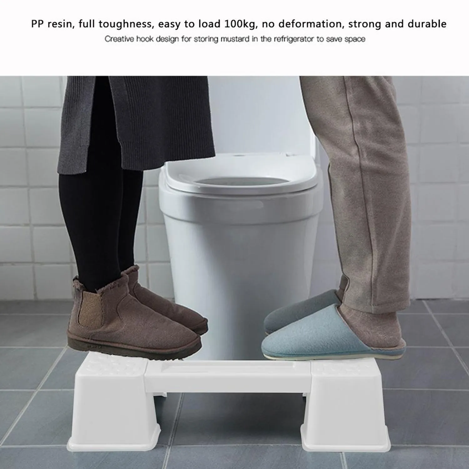 Toilet Stool, Durable Foldable Stable Innovative Step Stool Plastic Anti Slip for Bathroom for Home