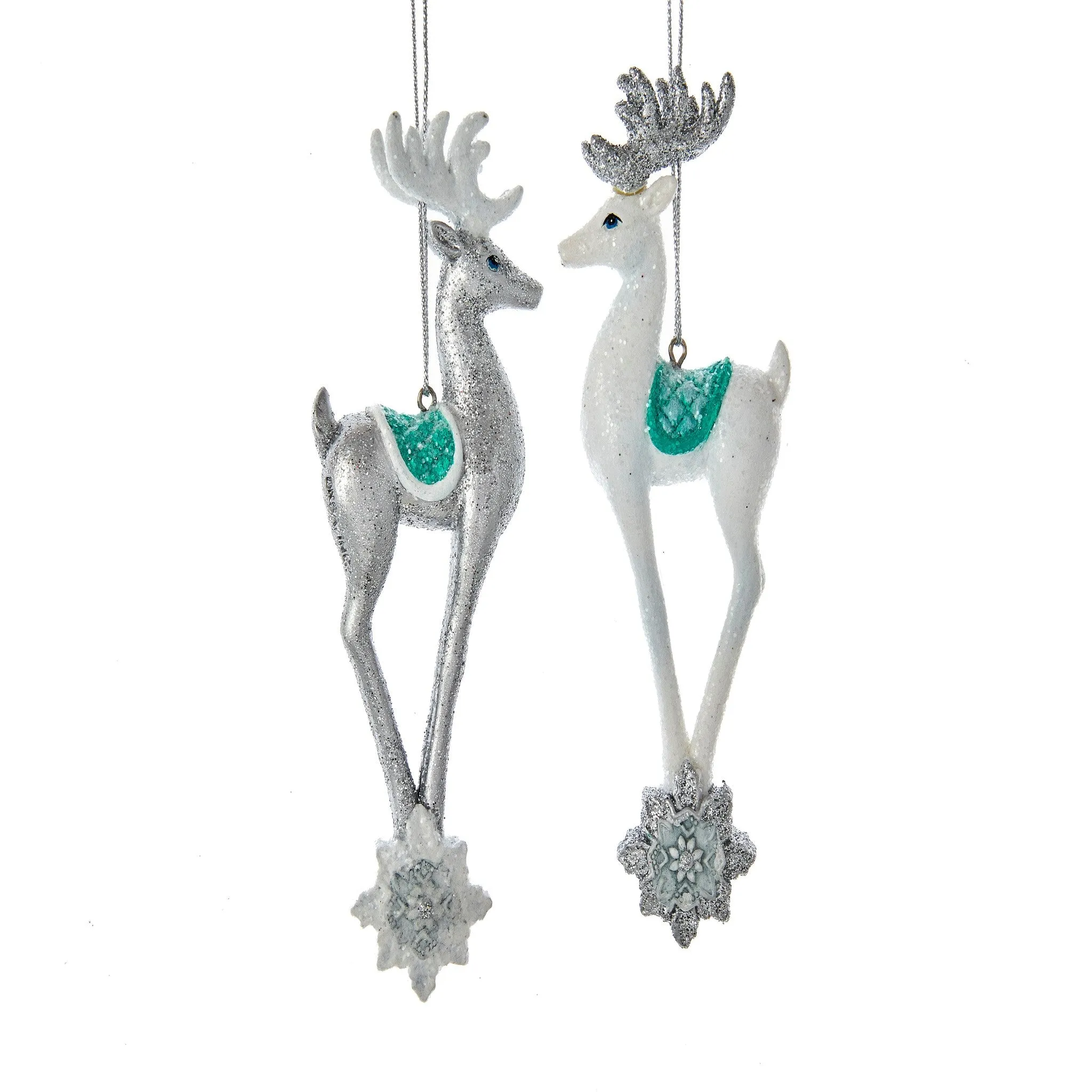 Turquoise and White Deer Ornaments